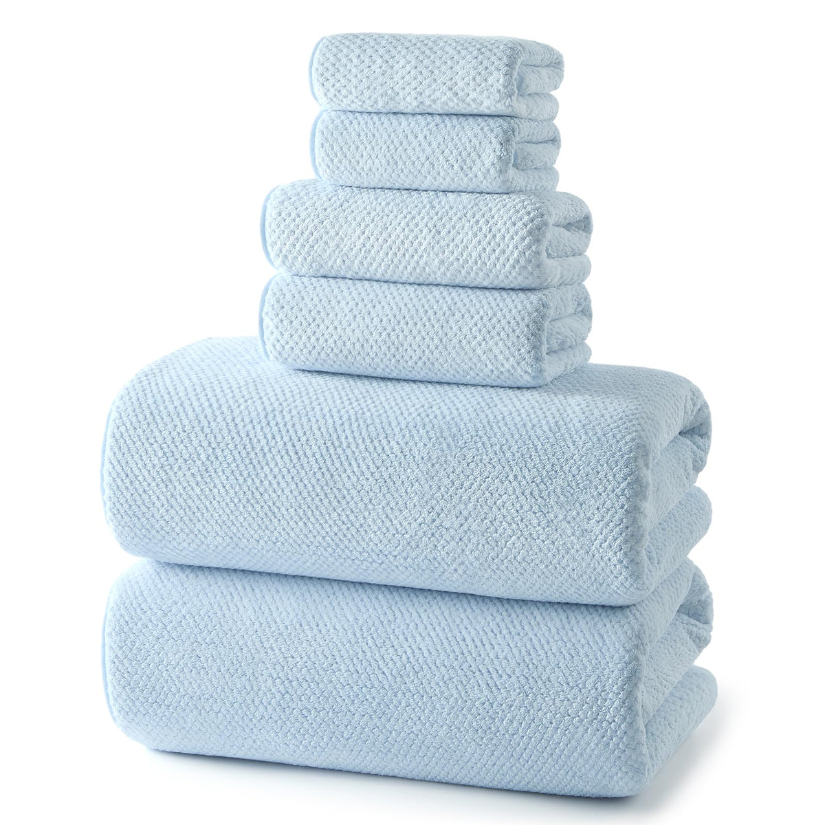 REDKISS 6-Piece Bath Towel Set - 2 Washcloths, 2 Hand Towels, 2 Bath Towels | Ultra-Fiber Coral Fleece, Super Absorbent, No Lint & No Fading | Perfect for Bathroom, Spa, Gym | Family & Adults-Camel