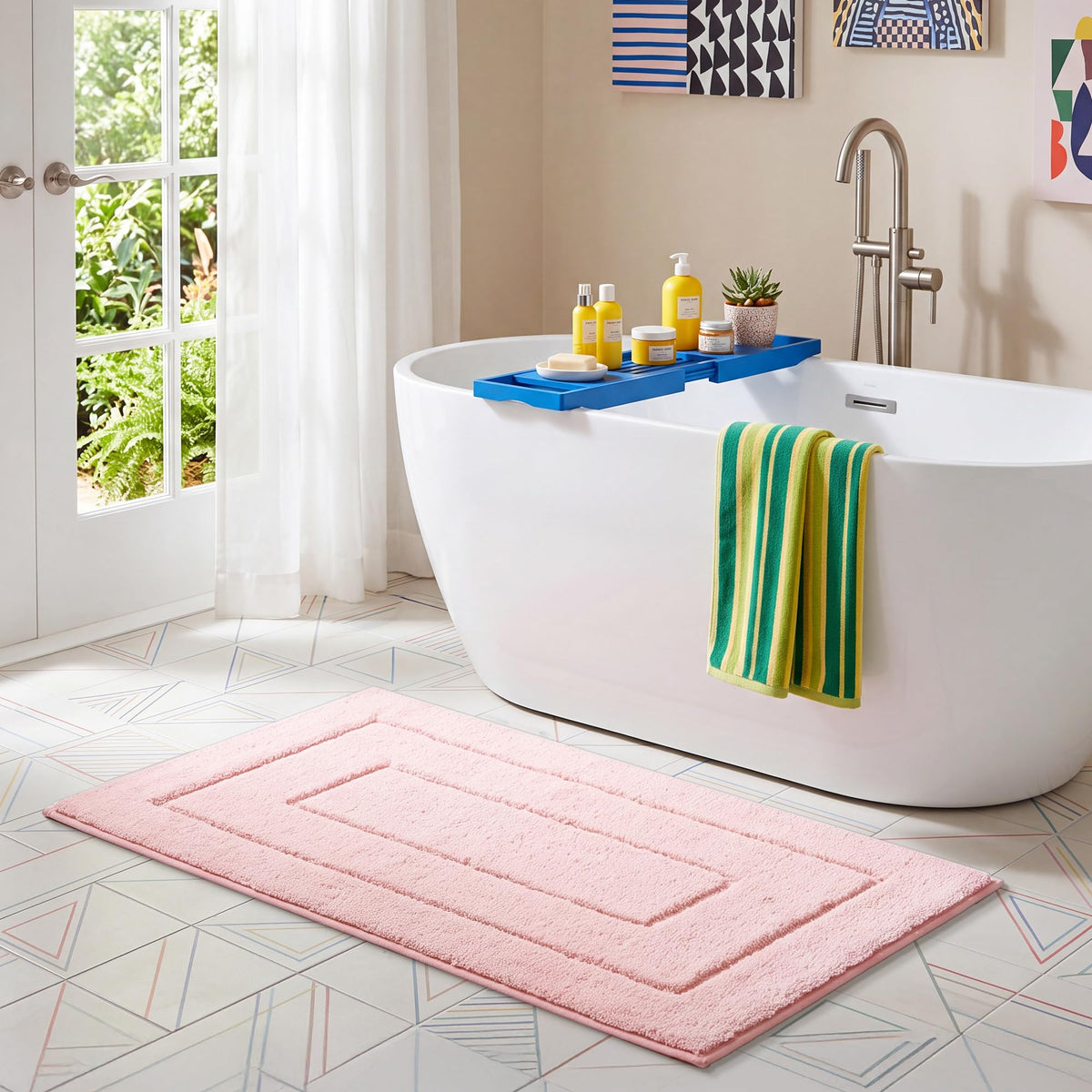 GRANNY SAYS Gray Bathroom Rug 20" x 30", Non-Slip Microfiber Bath Mat