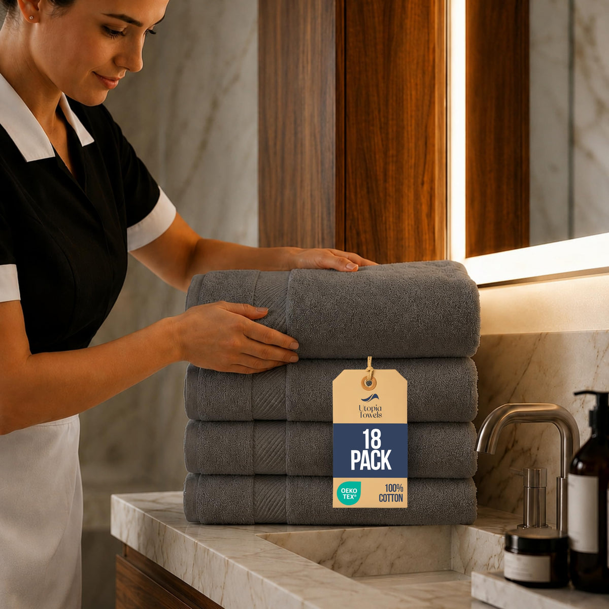 Utopia Towels 6 Pack Medium Bath Towels, 24x48 in, 500 GSM Cotton, White