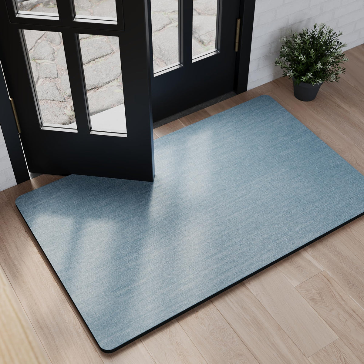 Mecko Bath Mat 16"x24",Ultra Thin Bathroom Rug fit Under Door Light Grey