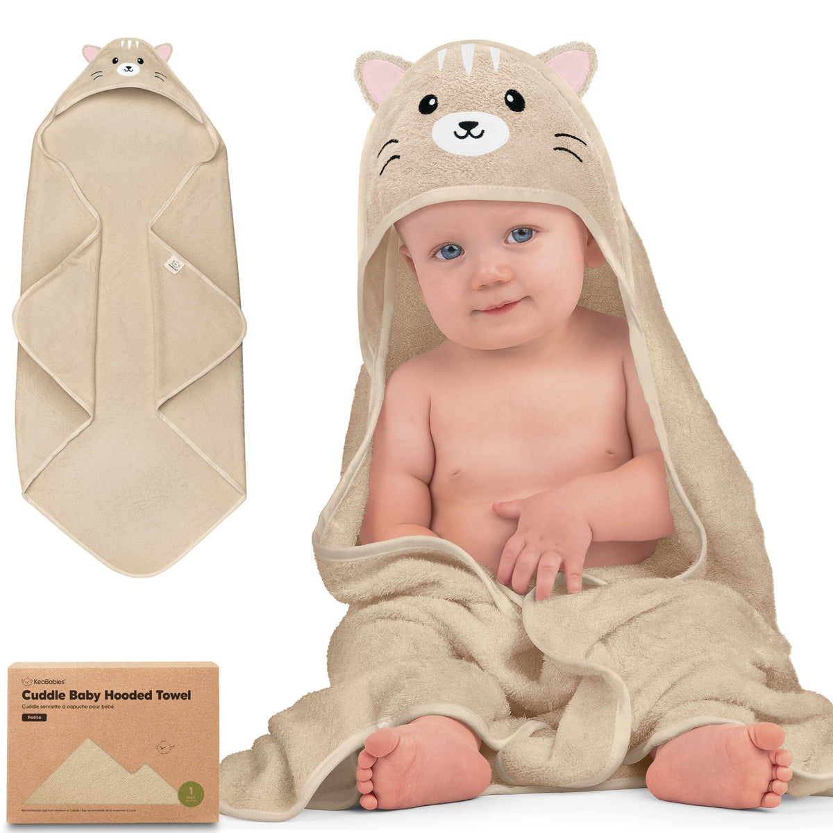 KeaBabies Hooded Baby Towel for Newborn, Baby Bath Towels (Duck, 35x35)