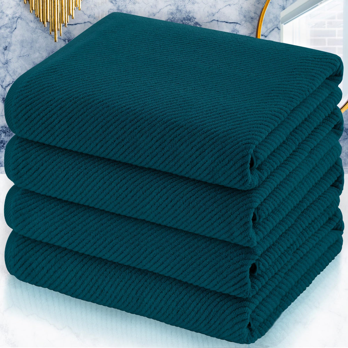 VOOVA & MOVAS 6PC Towel Set, 100% Cotton, Dark Grey