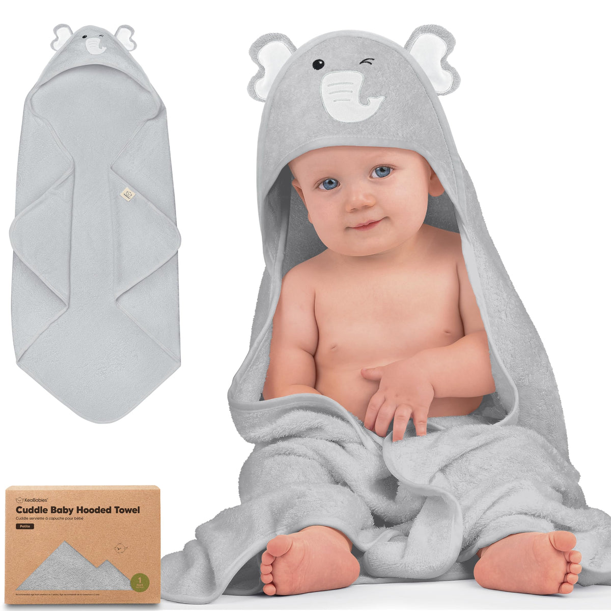 KeaBabies Hooded Baby Towel for Newborn, Baby Bath Towels (Duck, 35x35)