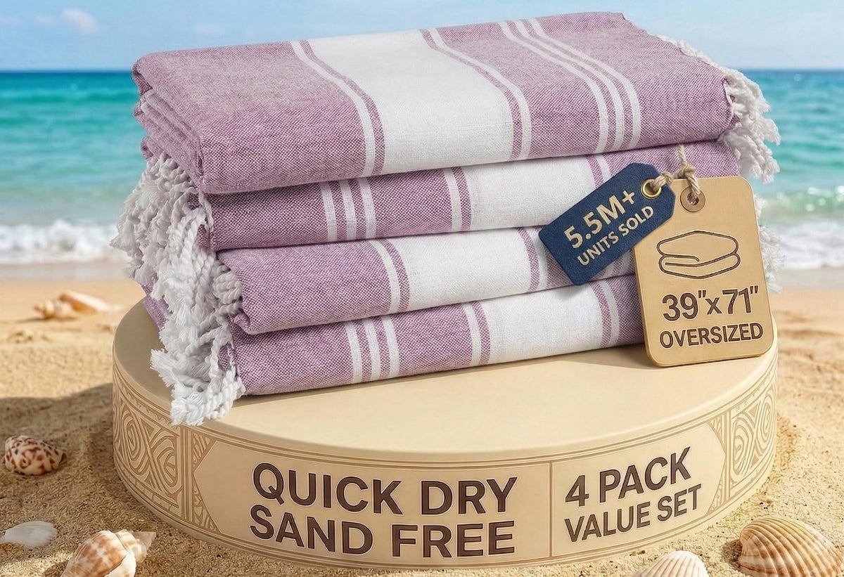 LANE LINEN Turkish Towels 6 Pcs, Beach Towels Oversized, Soft - Beach Party