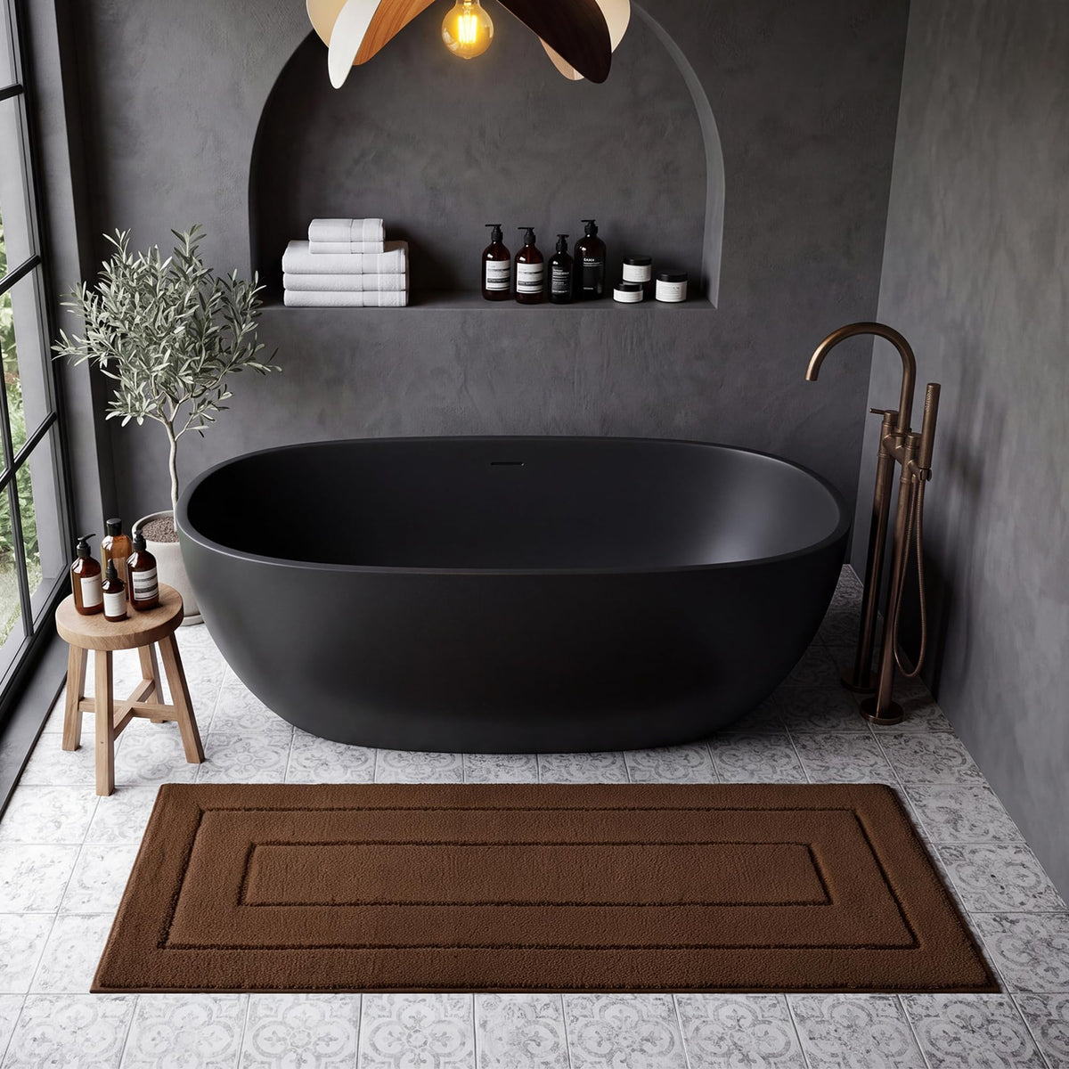 GRANNY SAYS Gray Bathroom Rug 20" x 30", Non-Slip Microfiber Bath Mat