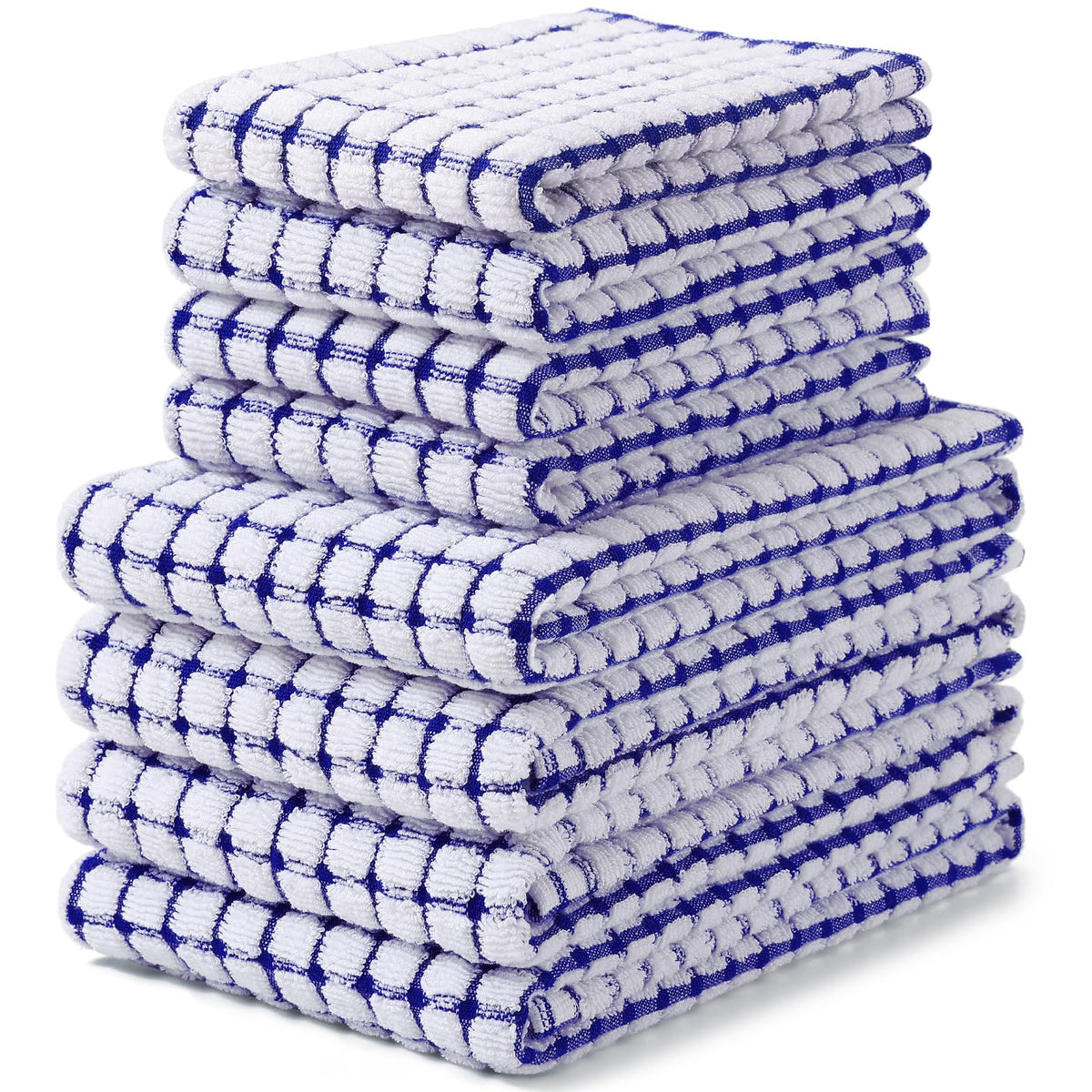 Homaxy Kitchen Towels and Dishcloths Set, Set of 8, Blue/Yellow/Red/Green