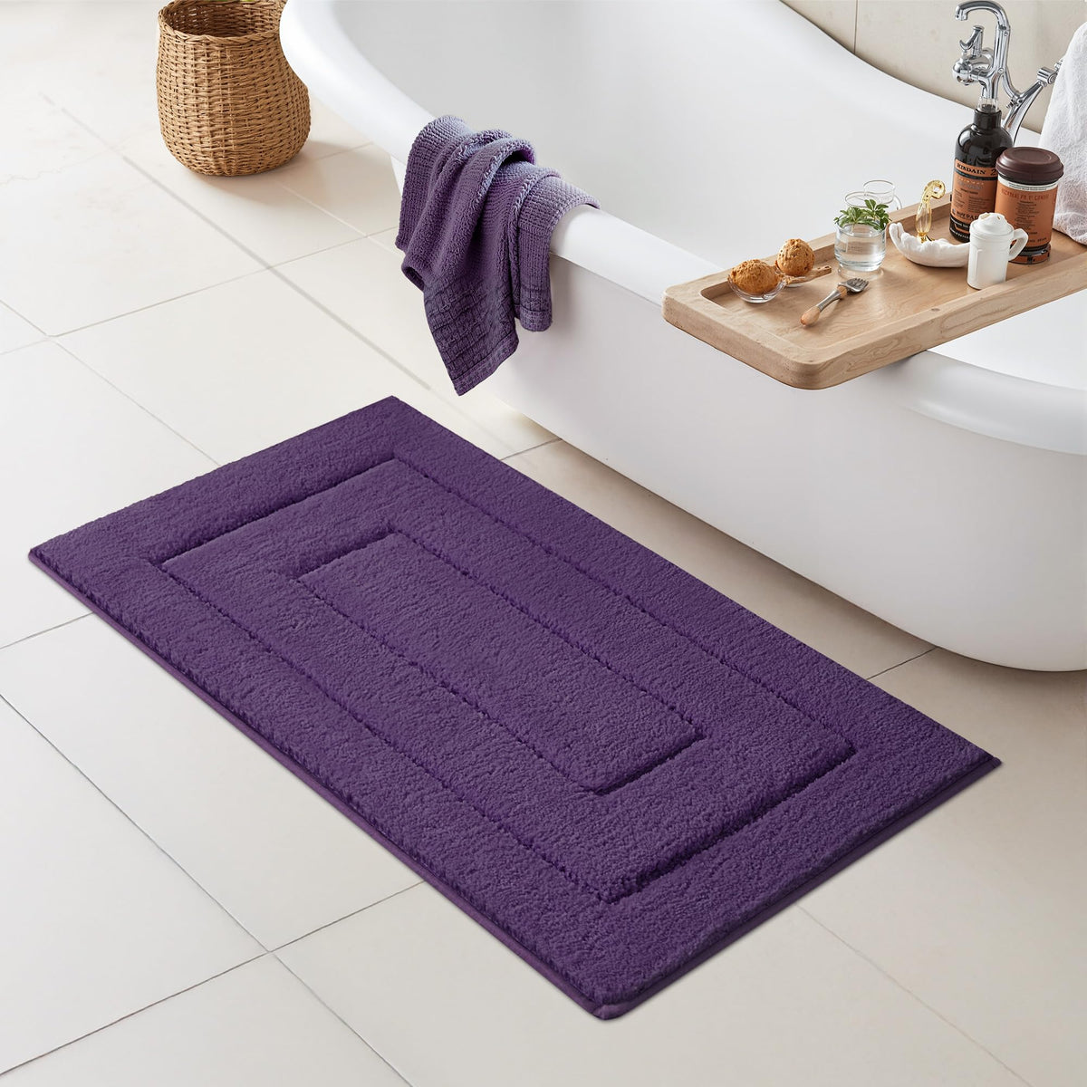 GRANNY SAYS Gray Bathroom Rug 20" x 30", Non-Slip Microfiber Bath Mat