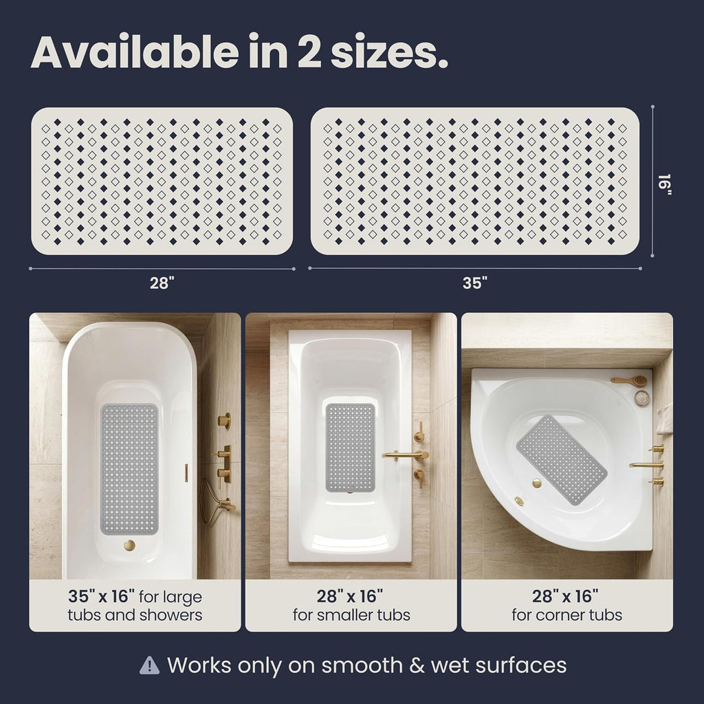 homerella Bathtub Mat Non Slip 35x16 Shower Mat Non Slip Anti Mold BPA Free
