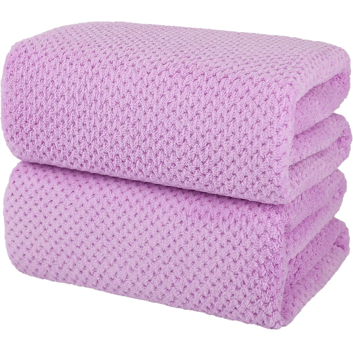 2 Pack Bath Towel Set, Waffle Bath Towel Set, Super Soft Highly Absorbent, Sturdy Quick Drying Towels for Bathroom, Gym, SPA, Yoga (2 Piece 27" x 55", 1Grey+1Purple)