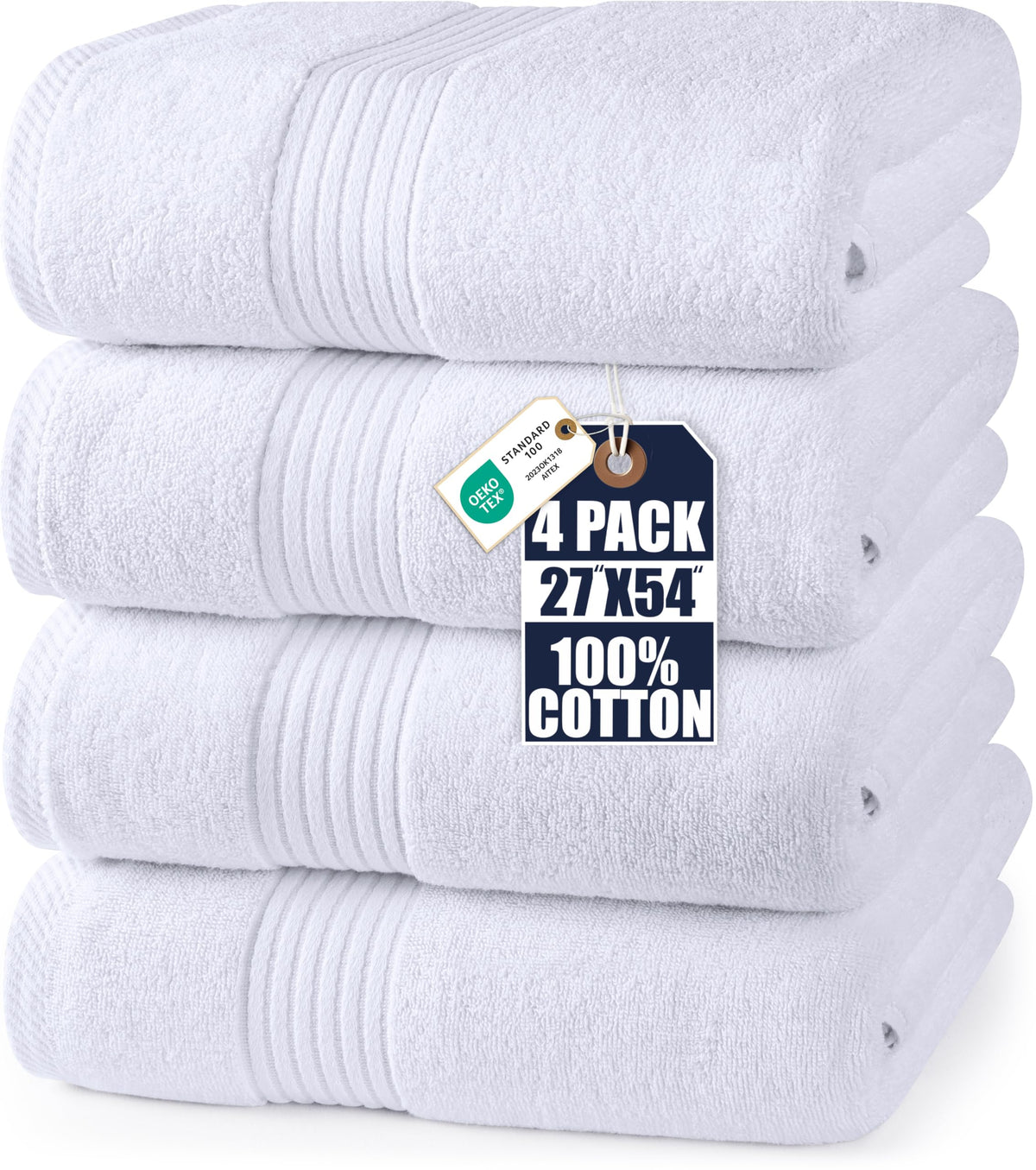 Utopia Towels 4 Pack Bath Towels Set, 27 by 54 Inches, 100% Ring Spun Cotton, Quick Dry, Highly Absorbent, Soft Feel Towels, Perfect for Daily Use, Grey