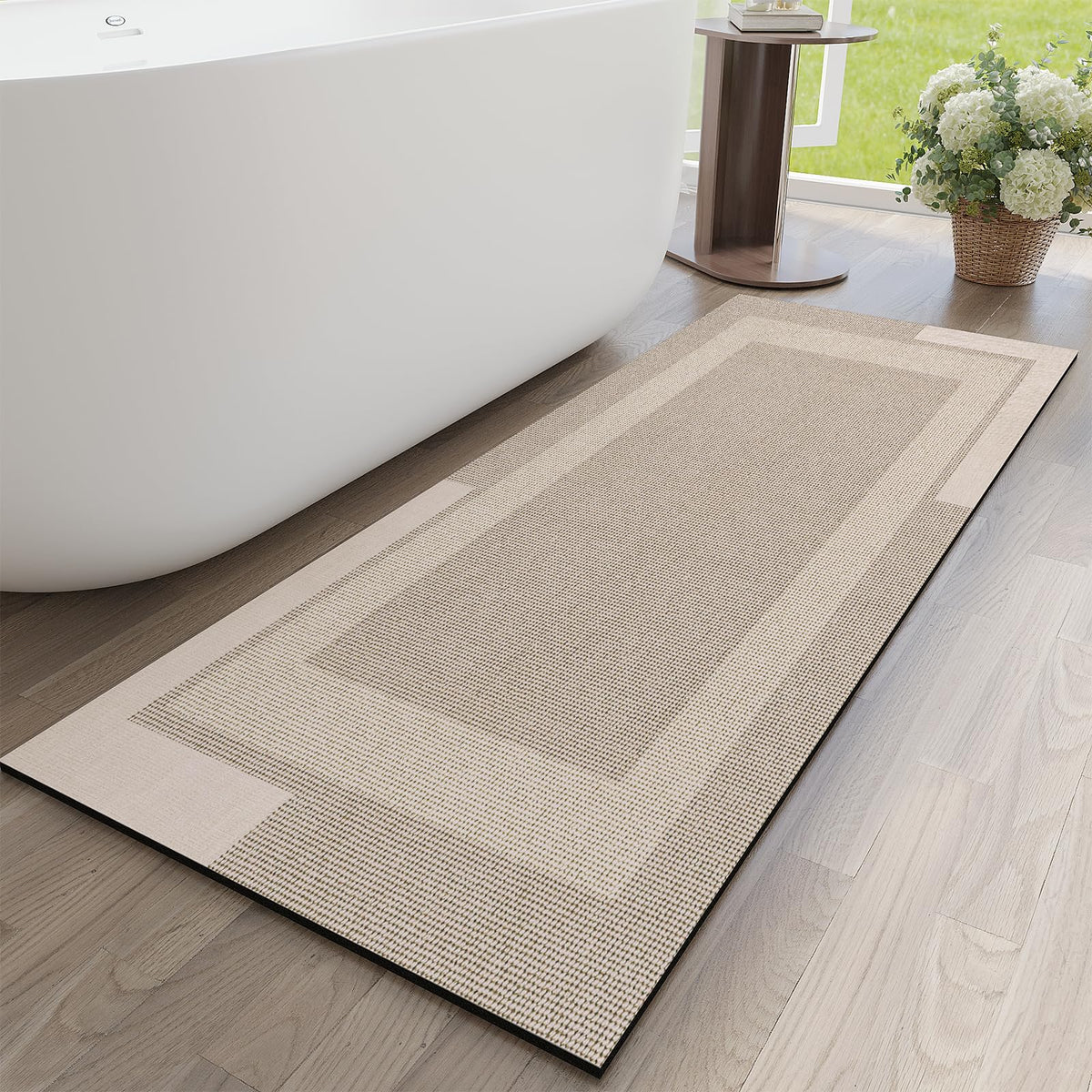YDKGL Non Slip Bath Mat Thin Bathroom Rugs Fit Under Door Dark Grey 16"x24"
