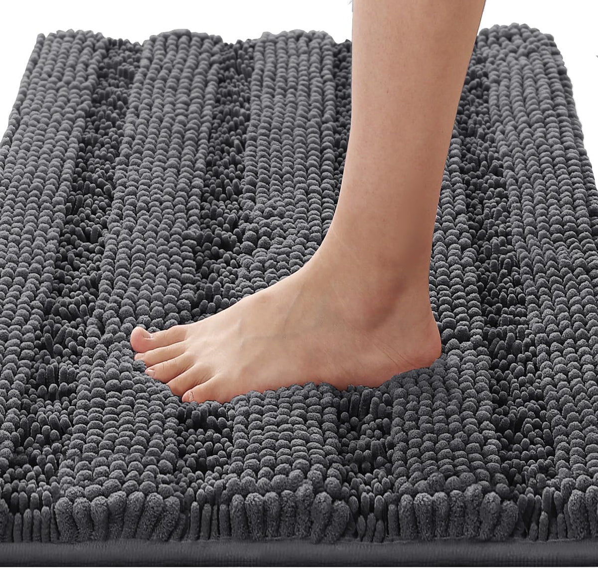 H.VERSAILTEX Sage Bathroom Rugs, Bath Mat Set of 2 Extra Thick Chenille Striped Pattern Shaggy Bath Rugs for Bath Room, Non Skid Bath Mats for Bathroom Floor (32 x 20 Plus 24 x 17 - Inches)