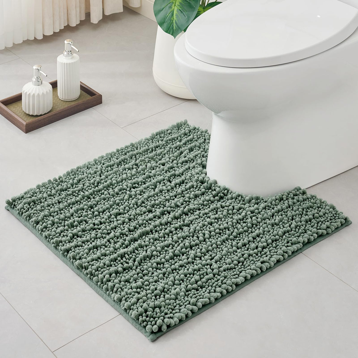 ILANGO Bathroom Rugs Dark Grey 32x20,Extra Soft Absorbent Chenille Bath Rugs,Thick Non-Slip Shaggy Bath Mat,Machine Washable Quick Dry Bath Mats for Bathroom Floor, Tub, Shower Accessories
