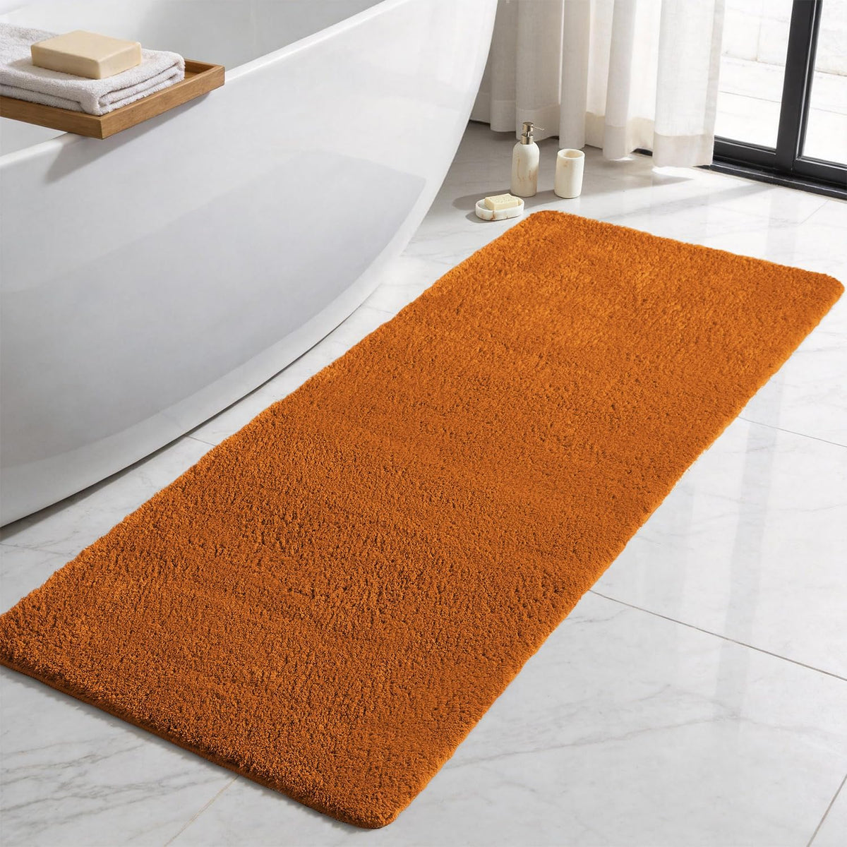 TYUU Navy Blue Bathroom Rugs, Ultra Soft Bath Rugs Non Slip Washable, Super Absorbent Quick Dry Small Bath Mat with Rubber Backing for Bathroom Floor, Shower, or Sink, Navy Blue 16" x 24"
