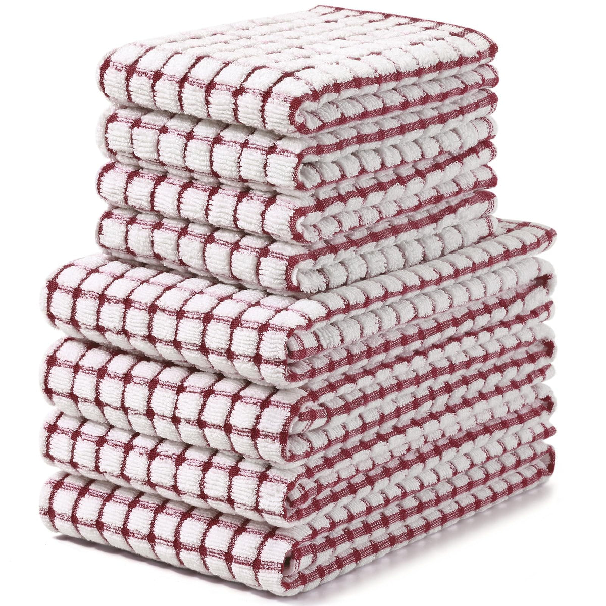 Homaxy Kitchen Towels and Dishcloths Set, Set of 8, Blue/Yellow/Red/Green