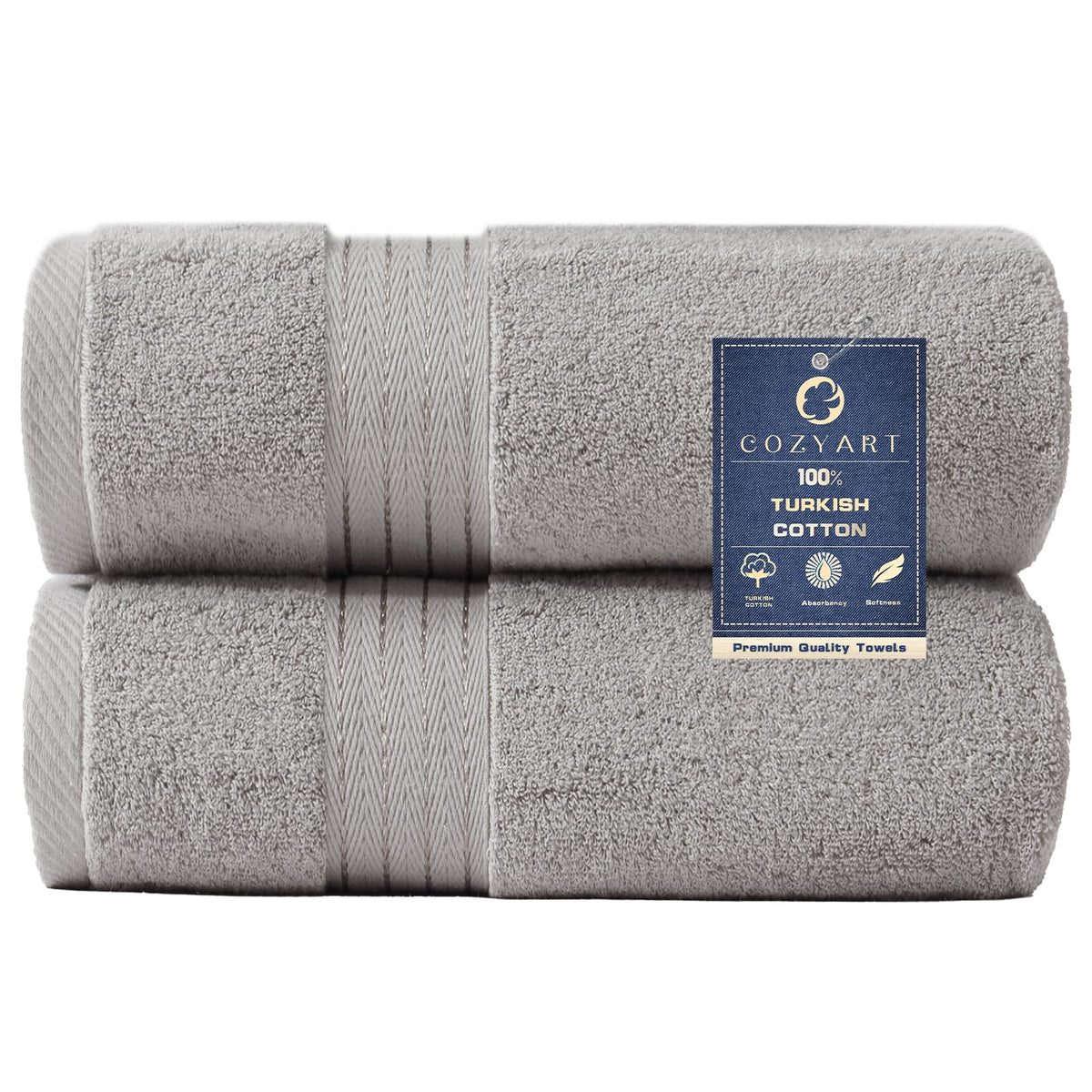 COZYART Luxury Bath Towel Set 6 Pcs, Dark Green 100% Turkish Cotton 650 GSM