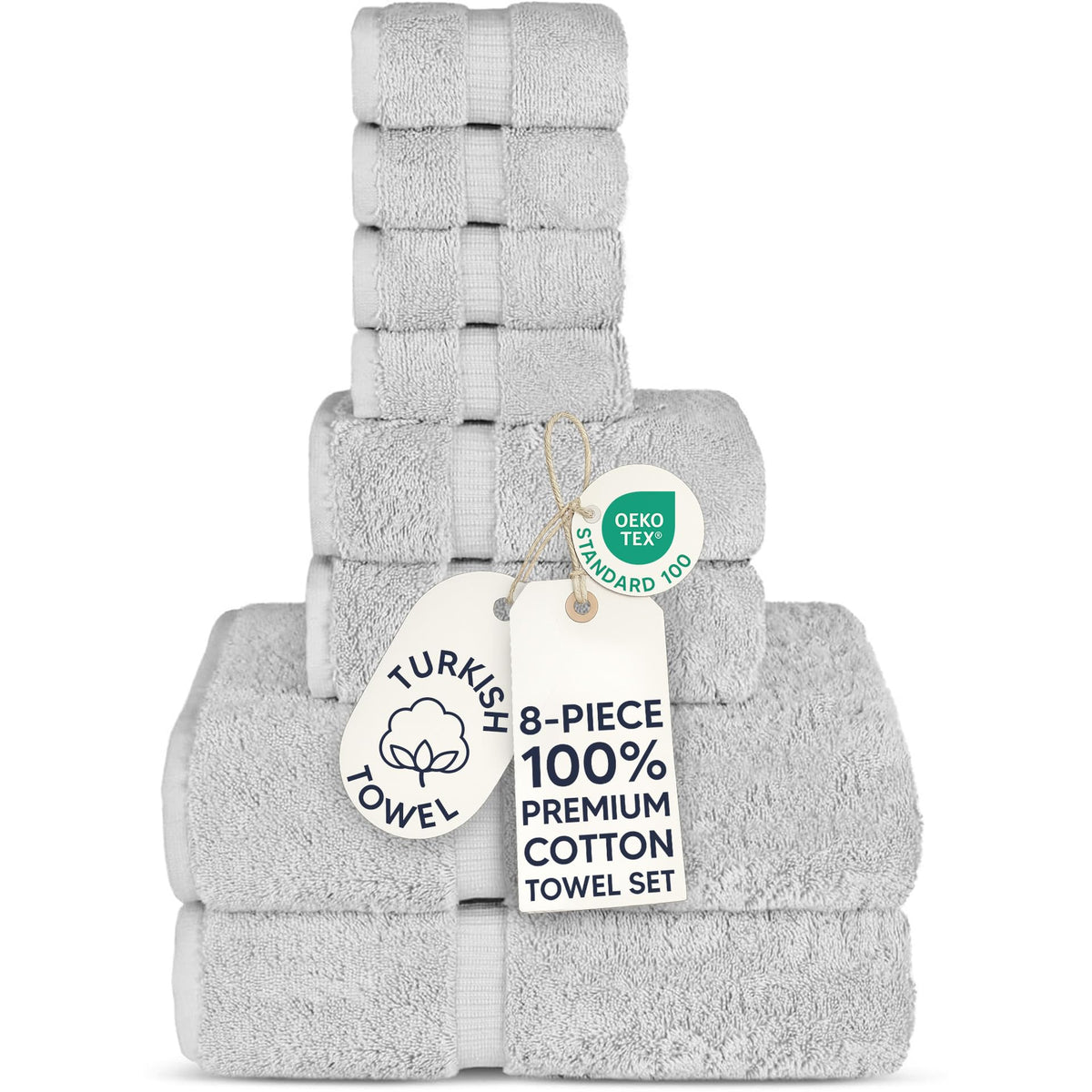 Chakir Turkish Linens 100% Cotton 4-Pack Bath Towels 27x54, Gray