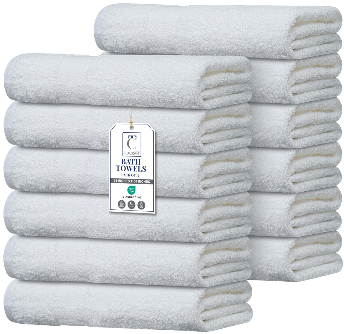 Medium Size Bath Towels Set of 6 – 100% Cotton Terry – 24" x 48" – Quick Dry, Soft & Highly Absorbent – Beige Towels for Bathroom, Gym, Spa, Pool & Daily Use