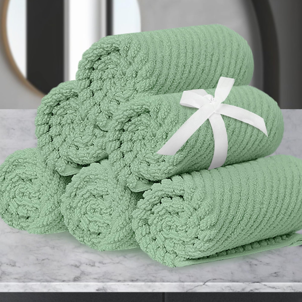 VOOVA & MOVAS 6PC Towel Set, 100% Cotton, Dark Grey