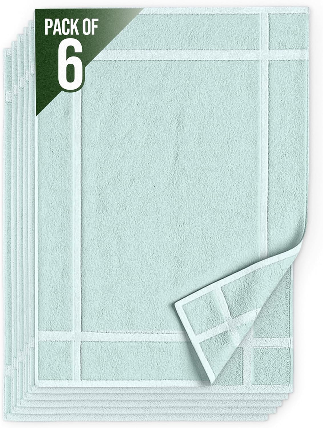 Pearl Linens Pack of 6 100% Cotton Bath Mat Towels, 20x30 inches, Soft & Absorbent Floor Towels for Bathroom, Not Bathroom Rugs, After Shower Mat, 687 GSM, Machine Washable, Airbnb Essentials, White