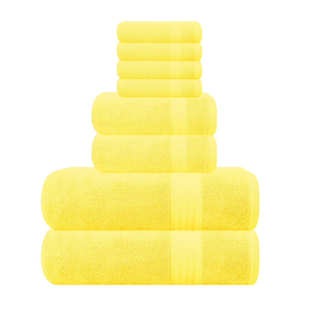 GLAMBURG Ultra Soft 8-Piece Towel Set - 100% Pure Ringspun Cotton, Contains 2 Oversized Bath Towels 27x54, 2 Hand Towels 16x28, 4 Wash Cloths 13x13 - Ideal for Everyday use, Hotel & Spa - Black