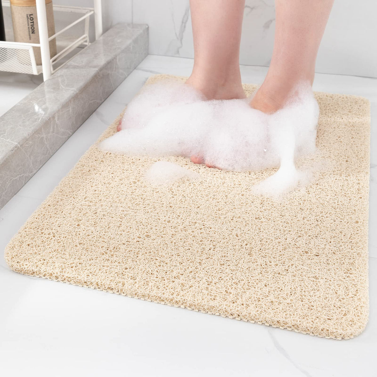 Hargiis Non Slip Bathtub Mat, Anti Slip Shower Mat, Fast Drying Bath Tub Mats, Foot Scrubber Mat, Anti Slip Mat for Tub, Floor, Bathroom, Home, Kitchen, Hotel (Grey 24"x16")