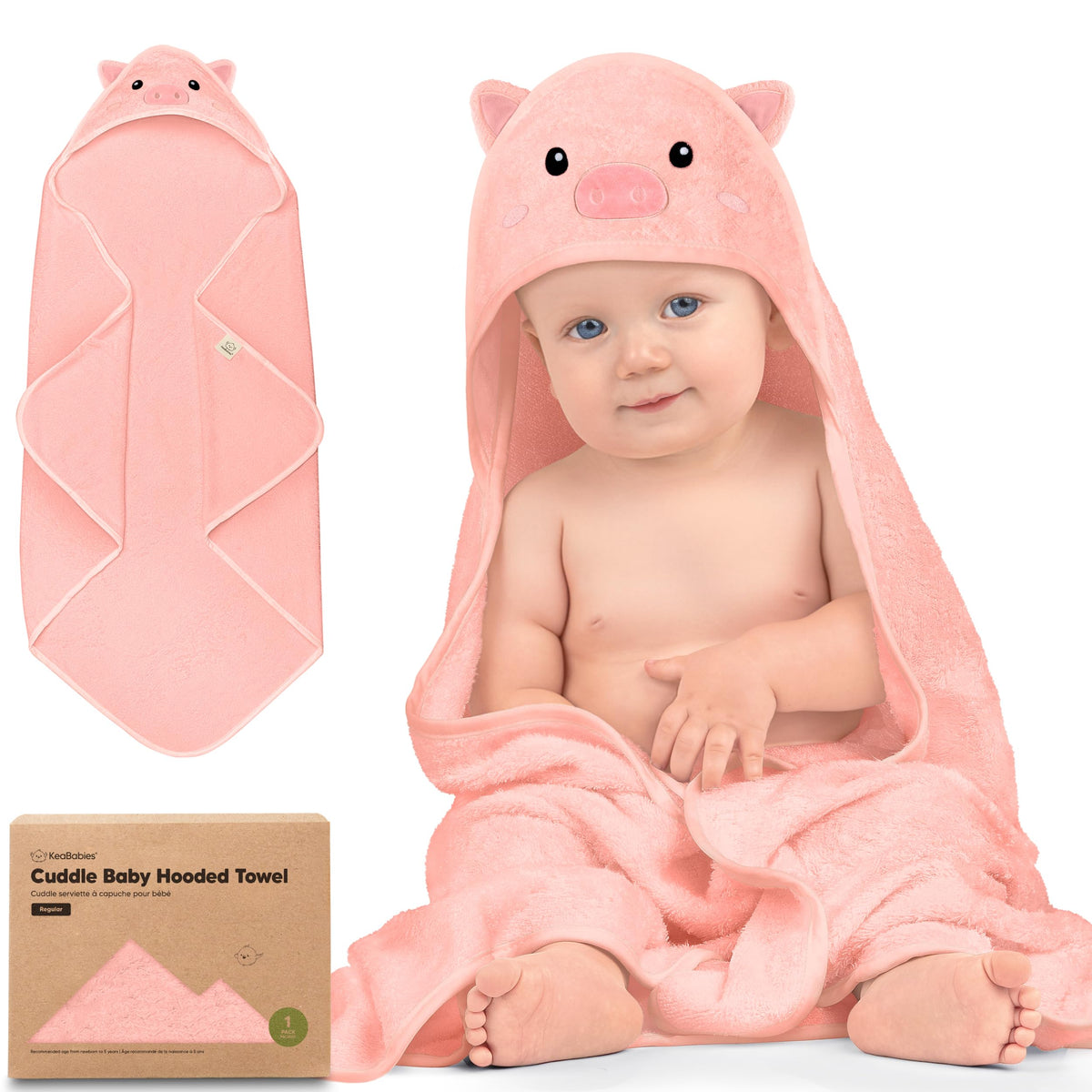 KeaBabies Hooded Baby Towel for Newborn, Baby Bath Towels (Duck, 35x35)