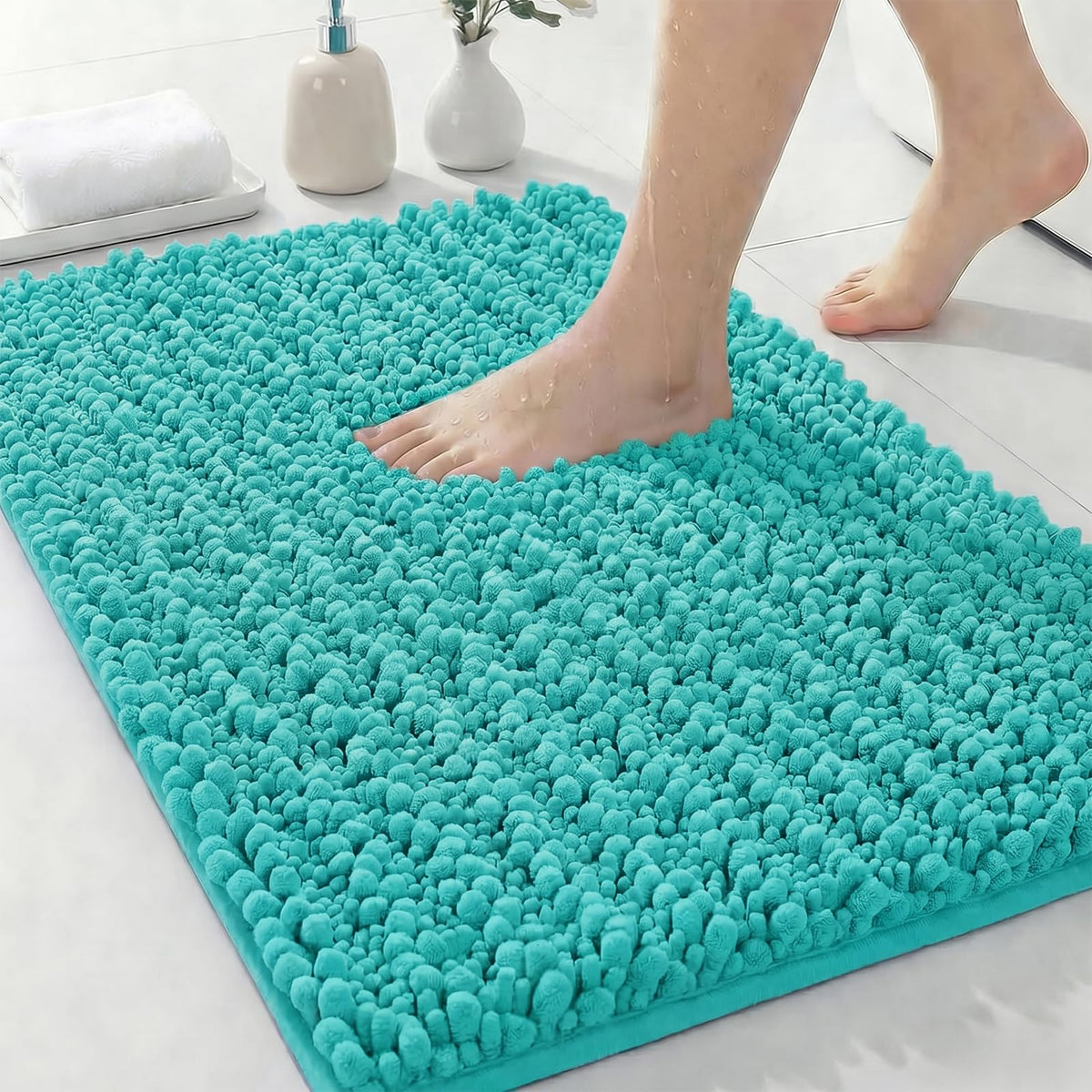 ILANGO Bathroom Rugs Dark Grey 32x20,Extra Soft Absorbent Chenille Bath Rugs,Thick Non-Slip Shaggy Bath Mat,Machine Washable Quick Dry Bath Mats for Bathroom Floor, Tub, Shower Accessories
