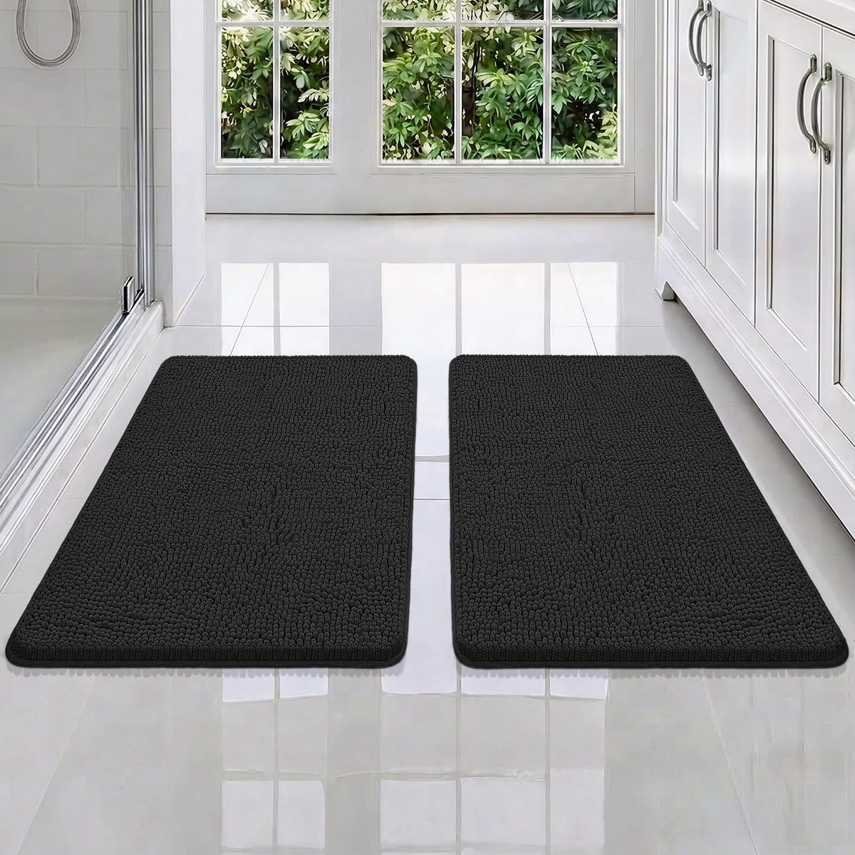 Bcoimo Small Bath Rug Mat,Sage Chenille High Absorbent Bathroom Floor Mats
