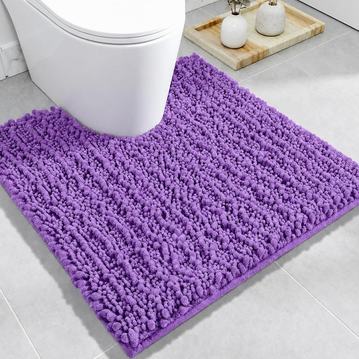 Disolla Navy Blue Bathroom Rug 20x32 Inch - Luxury Chenille Bath Mat, Thick Shaggy Plush Absorbent Rug, Non-Slip Machine Washable Mats for Bathroom Floor & Decor