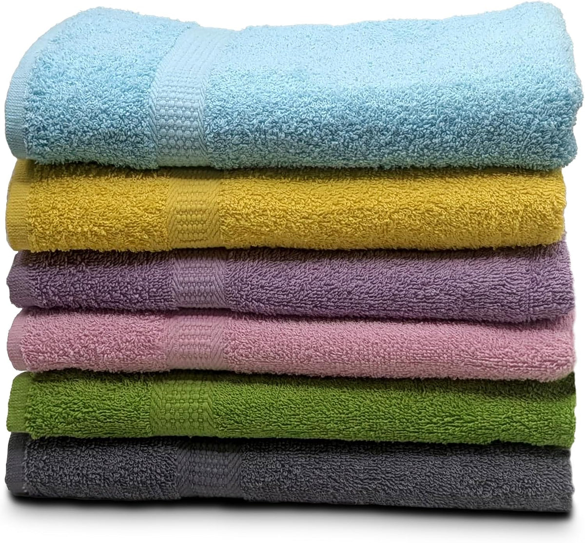 ZUPERIA 6-Pack Bath Towels - 30" x 60" - 100% Cotton Large Bath Towels - Soft & Absorbent for Bathroom, Pool, Gym, Spa, and Hotel Use (Multicolor)