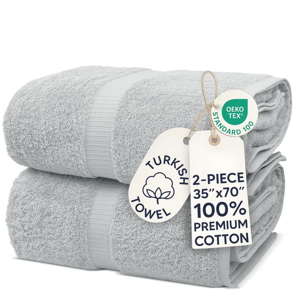 Chakir Turkish Linens 100% Cotton 4-Pack Bath Towels 27x54, Gray