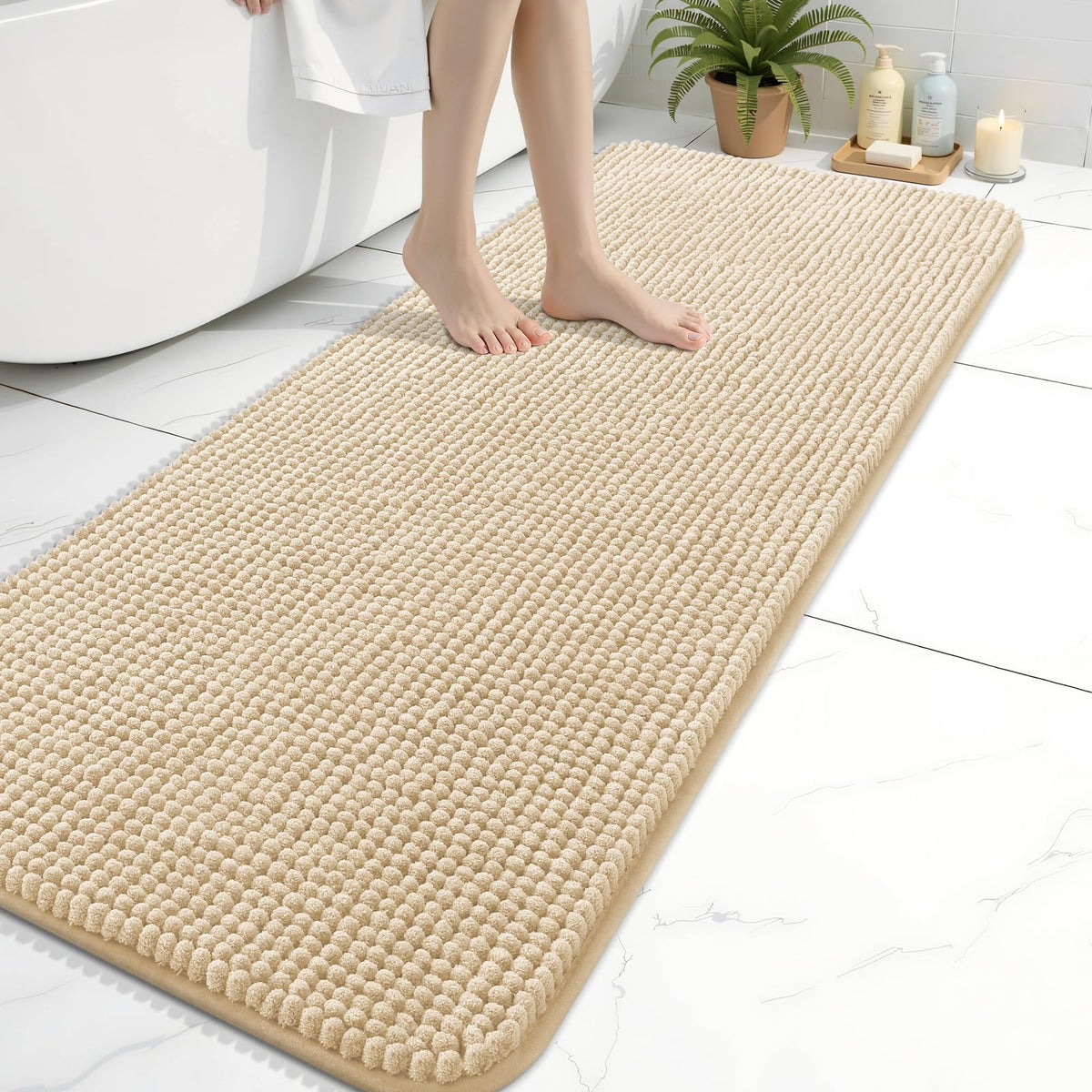 Arotive Chenille Bathroom Rugs 30x20, Soft Absorbent Bath Mat, Grey