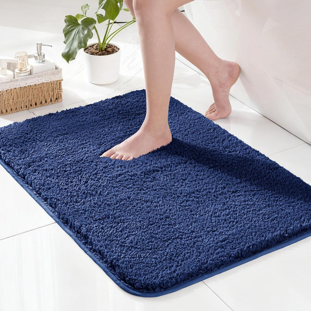 Exclusivo Mezcla Bathroom Rugs Mats 17x24, Navy Blue