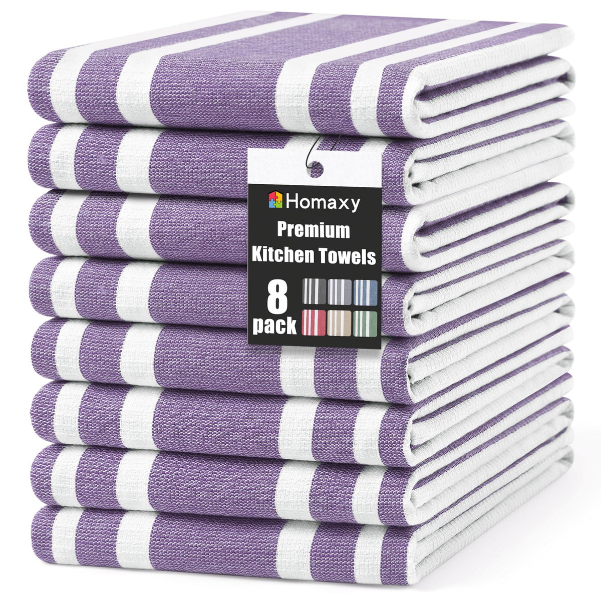Homaxy 380 GSM Cotton Premium Kitchen Towels 6 Pack, 18"x 28", Khaki