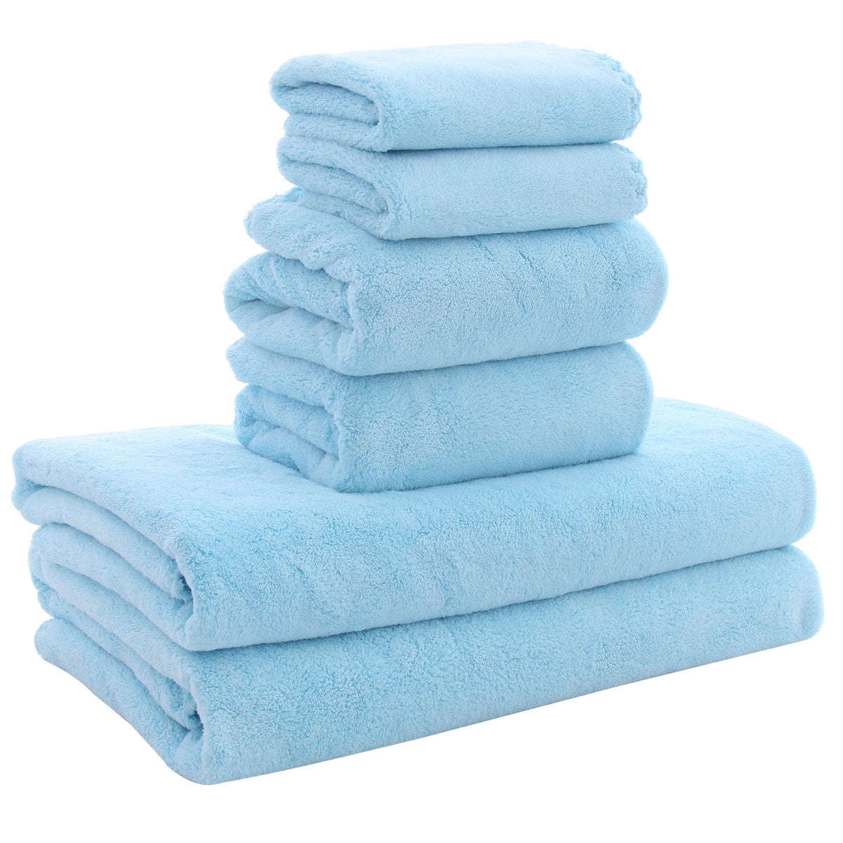 MOONQUEEN Ultra Soft Towel Set - Quick Drying - 2 Bath Towels 2 Hand Towels 2 Washcloths - Microfiber Coral Velvet Highly Absorbent Towel for Fitness, Bathroom, Sports, Yoga, Travel-Grey 6 Pcs