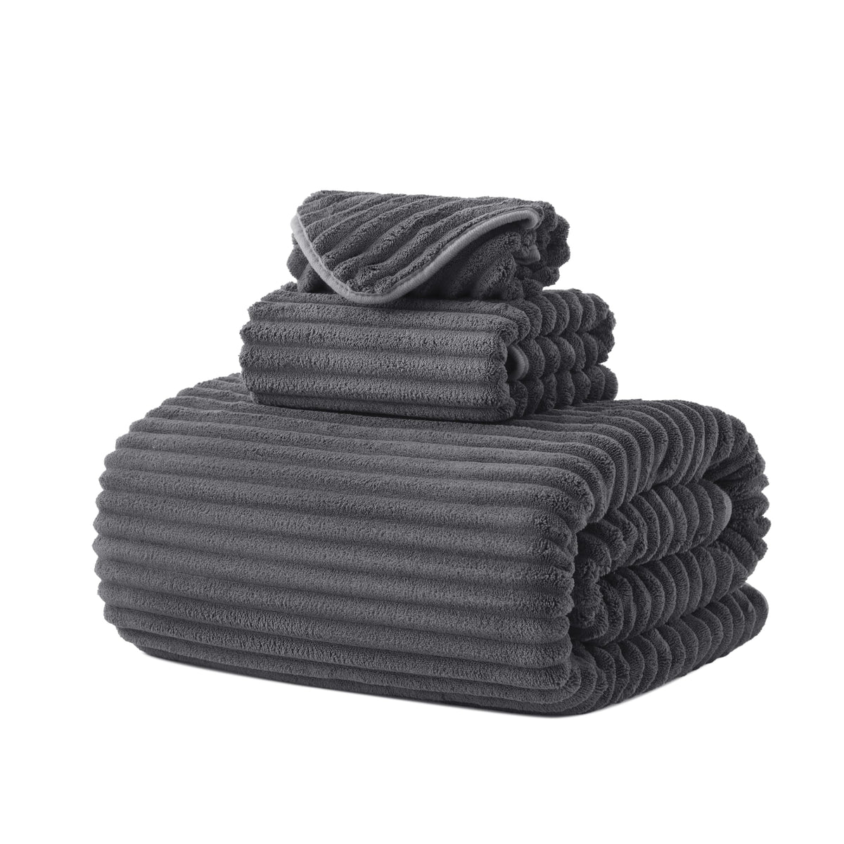 6 PC Bath Towel Set, 40"x80" Oversized Bath Sheets, Navy Blue