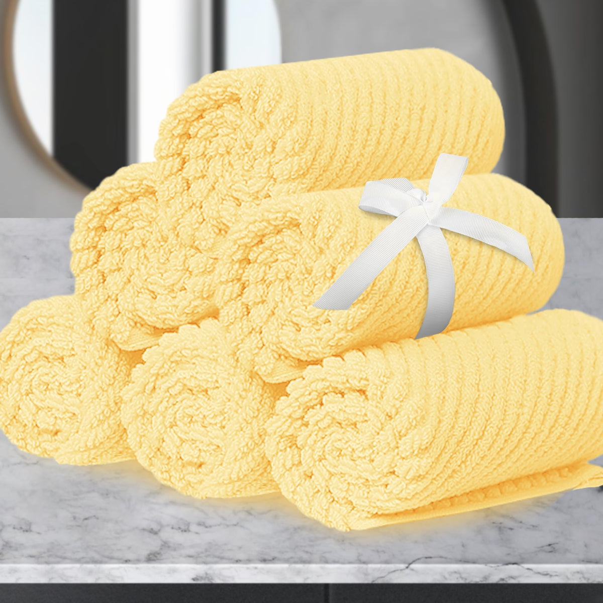 VOOVA & MOVAS 6PC Towel Set, 100% Cotton, Dark Grey