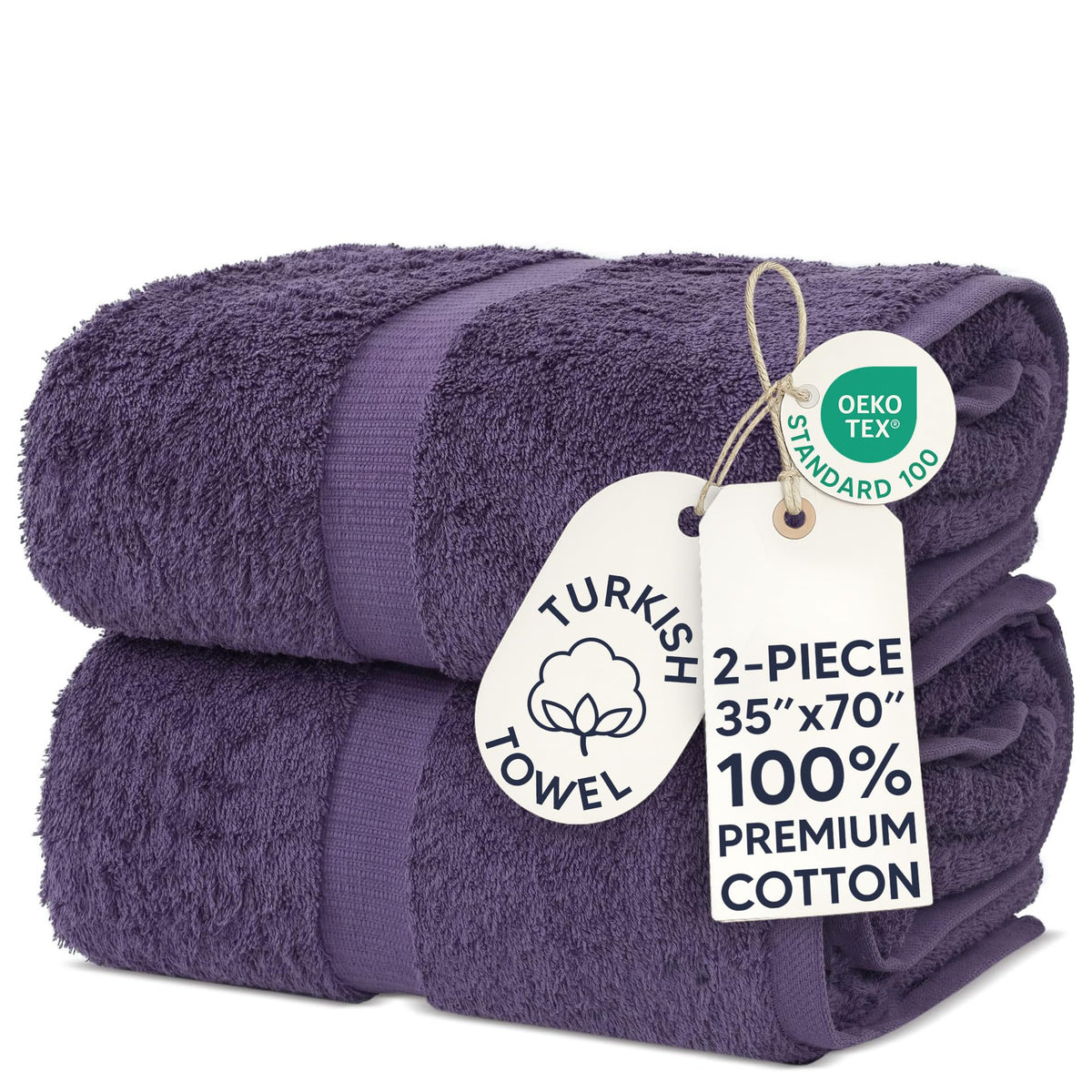 Chakir Turkish Linens 100% Cotton 4-Pack Bath Towels 27x54, Gray