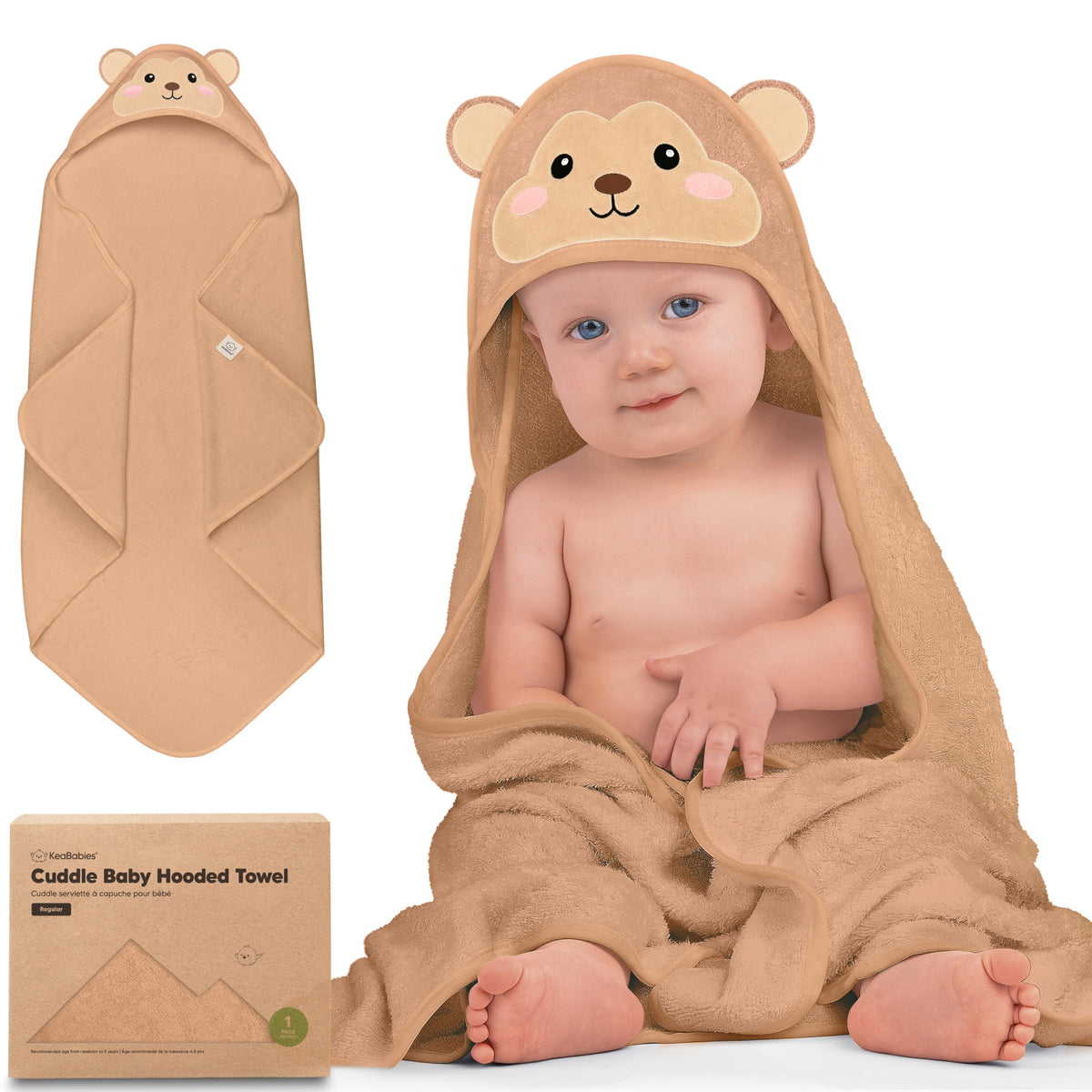 KeaBabies Hooded Baby Towel for Newborn, Baby Bath Towels (Duck, 35x35)