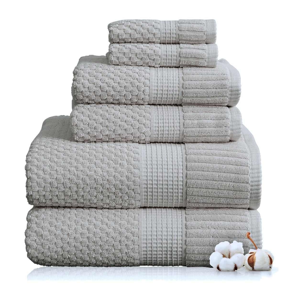 NY Loft 100% Cotton 6-Piece Bath Towel Set | Pink | Oeko-TEX | Quick-Dry