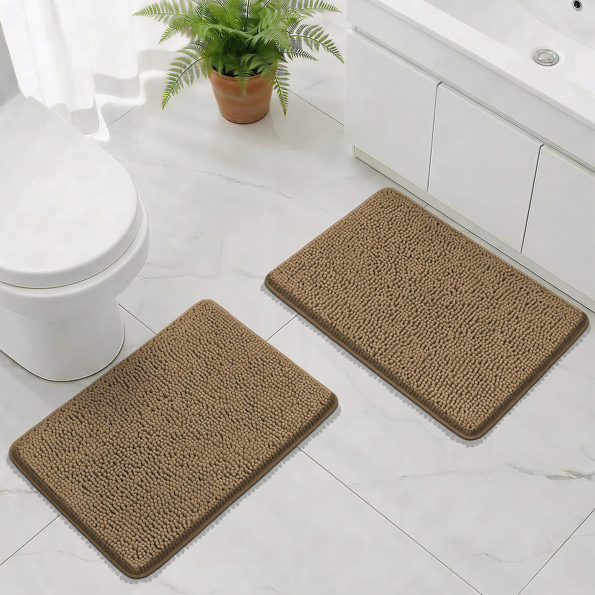 Bcoimo Small Bath Rug Mat,Sage Chenille High Absorbent Bathroom Floor Mats