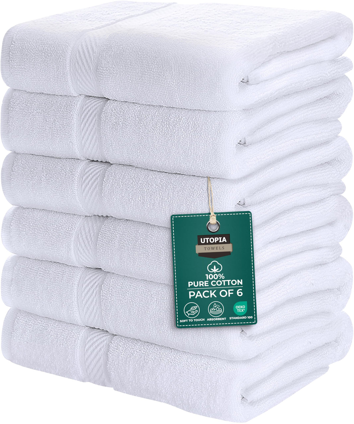 Utopia Towels 6 Pack Medium Bath Towels, 24x48 in, 500 GSM Cotton, Grey