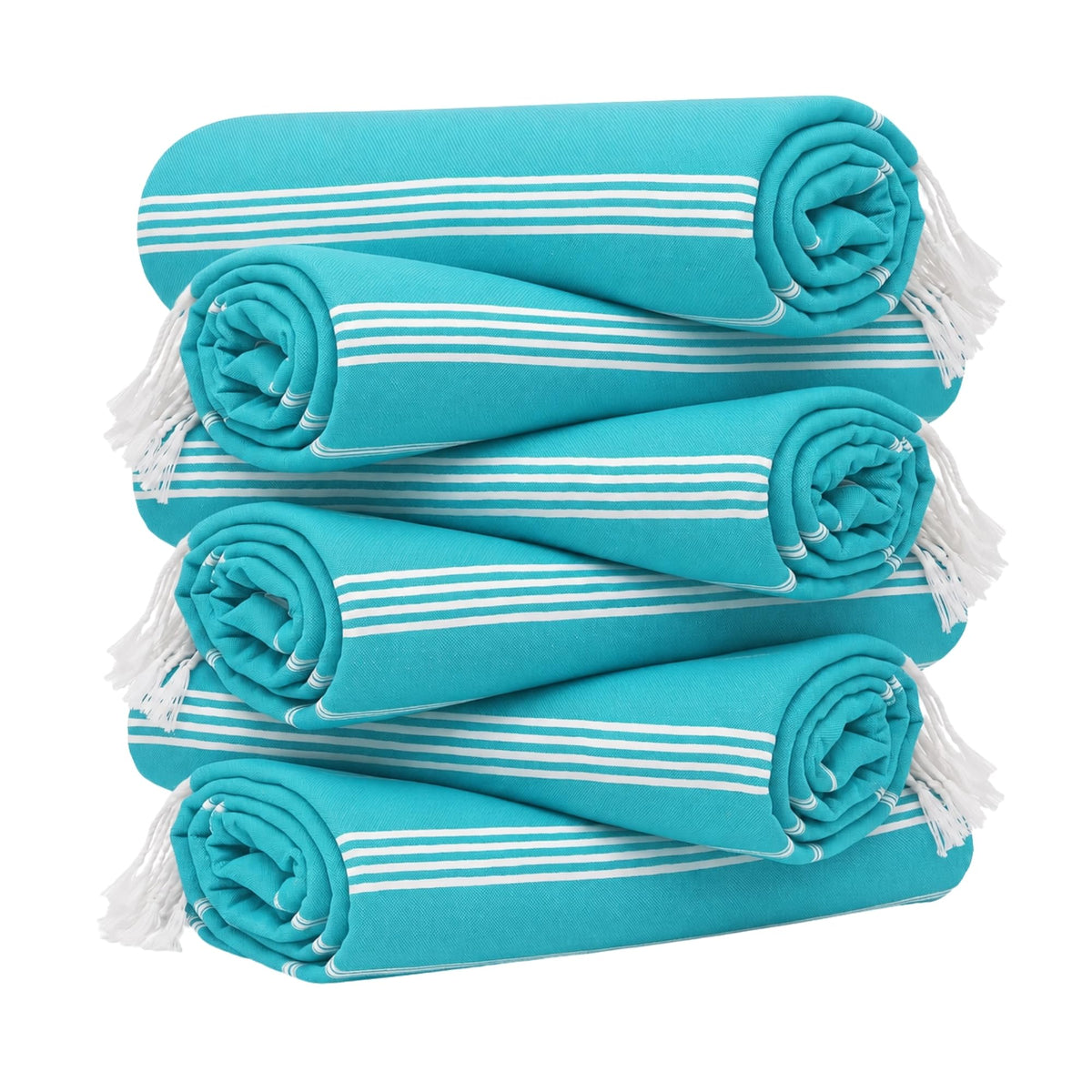 HAVLULAND Turkish Beach Towels, Set of 6, Oversized 72" x 40", 100% Cotton