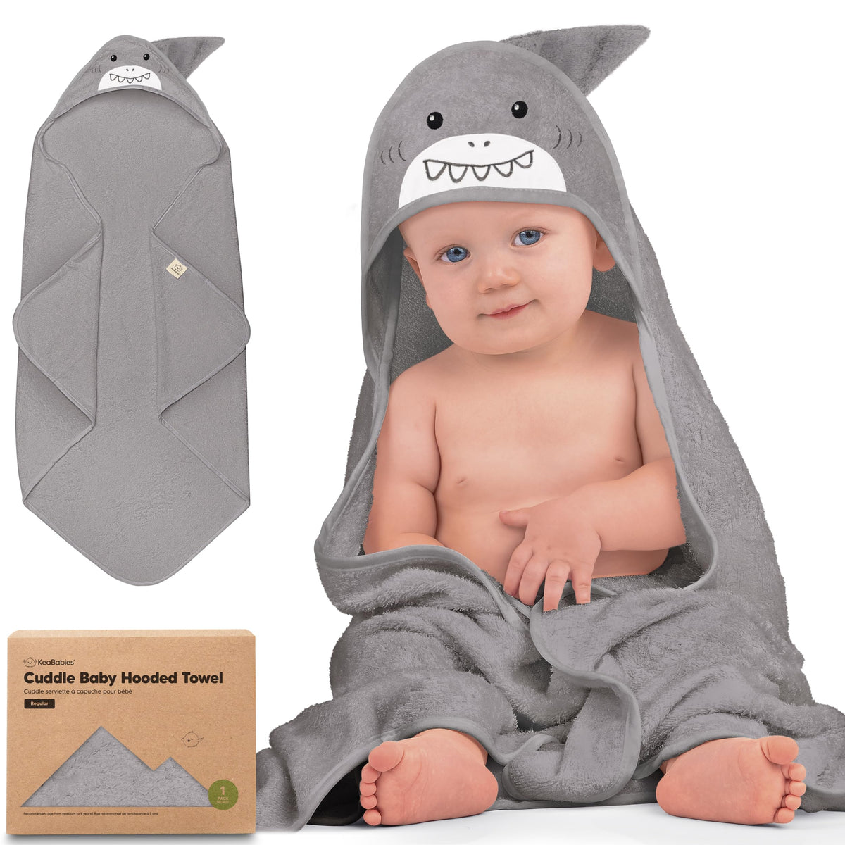 KeaBabies Hooded Baby Towel for Newborn, Baby Bath Towels (Duck, 35x35)
