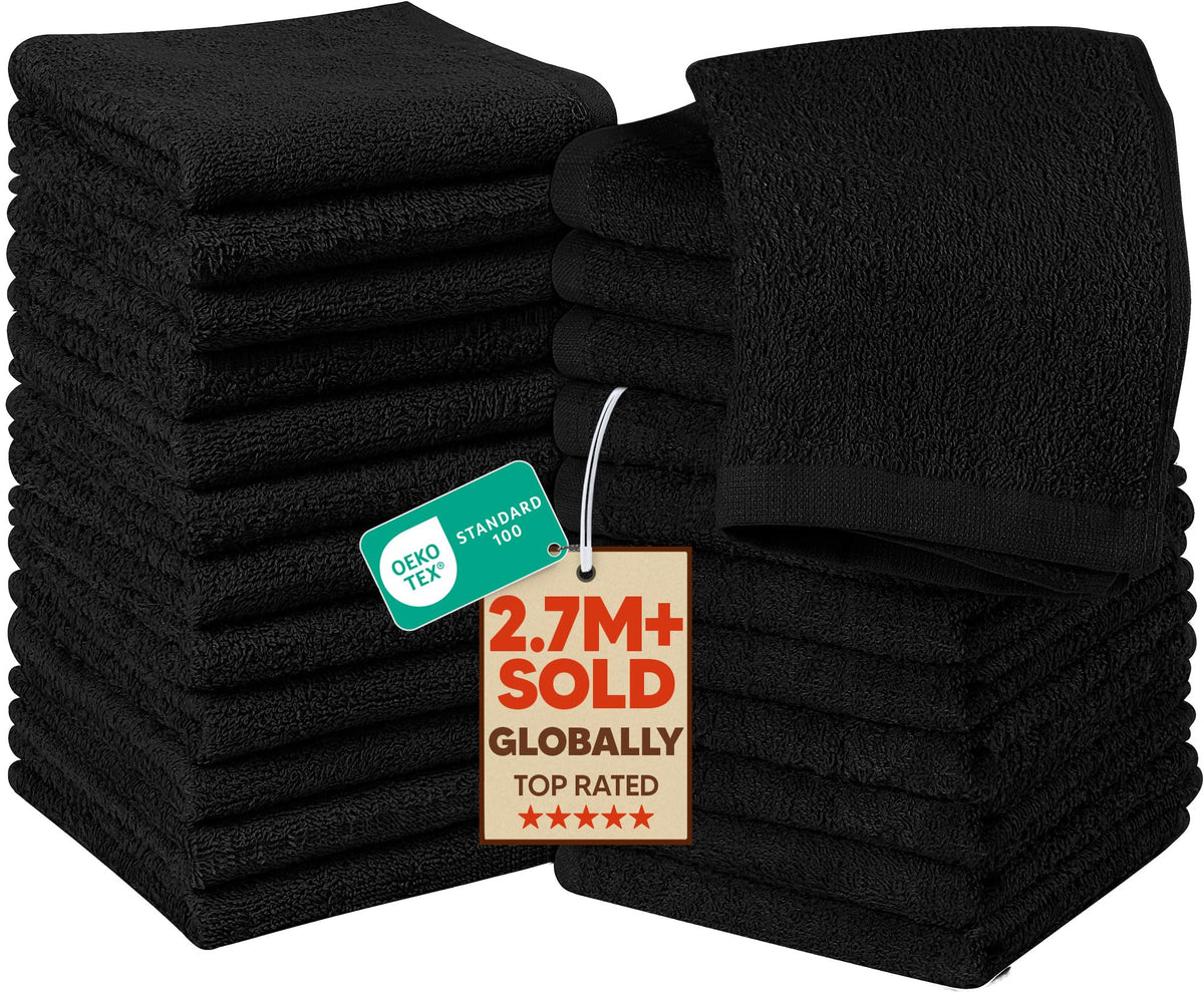 Utopia Towels 24 Pack Cotton Washcloths Set, 100% Ring Spun Cotton, Premium Quality Flannel Face Cloths, Highly Absorbent and Soft Feel Fingertip Towels, White