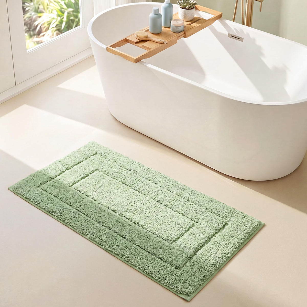 GRANNY SAYS Gray Bathroom Rug 20" x 30", Non-Slip Microfiber Bath Mat