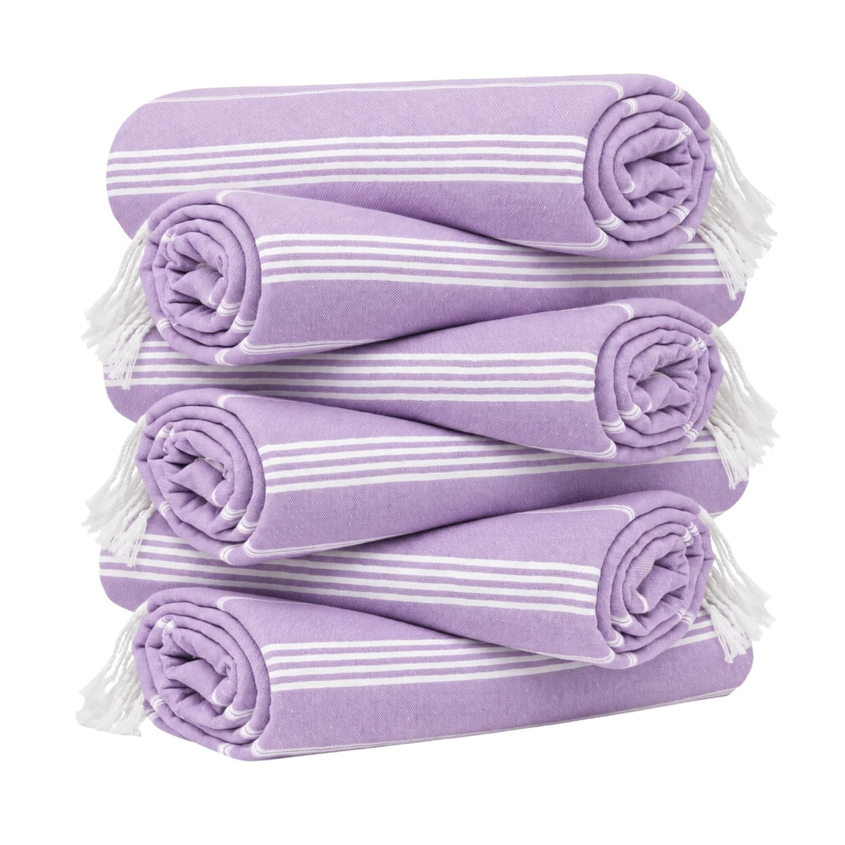 HAVLULAND Turkish Beach Towels, Set of 6, Oversized 72" x 40", 100% Cotton