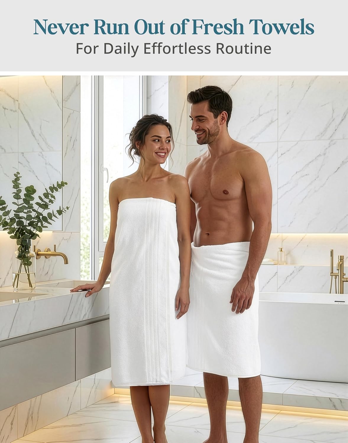 Casa Platino Bath Towels 100% Cotton 2 Piece Soft Absorbent - White