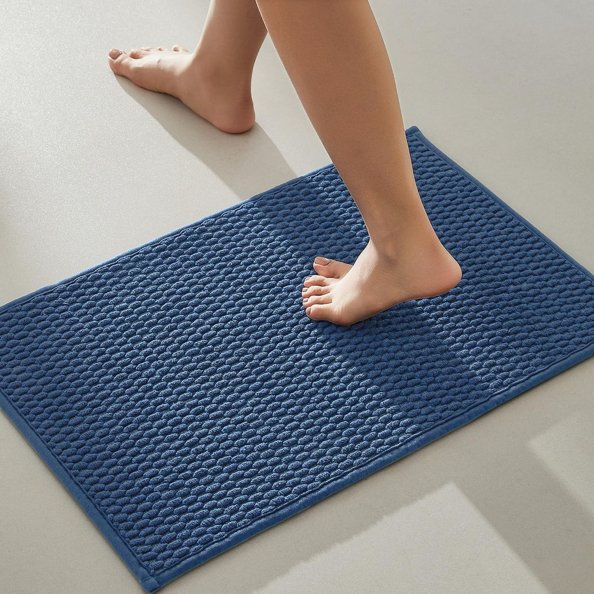 TYUU Bathroom Rugs Non Slip Washable, Super Absorbent Thin Bath Mat Small Quick Dry Low Pile Bathroom Rug, Dark Grey 16"x24"